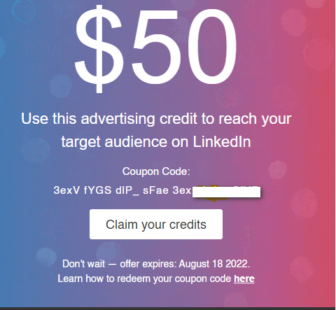 LinkedIn 50 ad credit - LinkedIn 50 ad credit