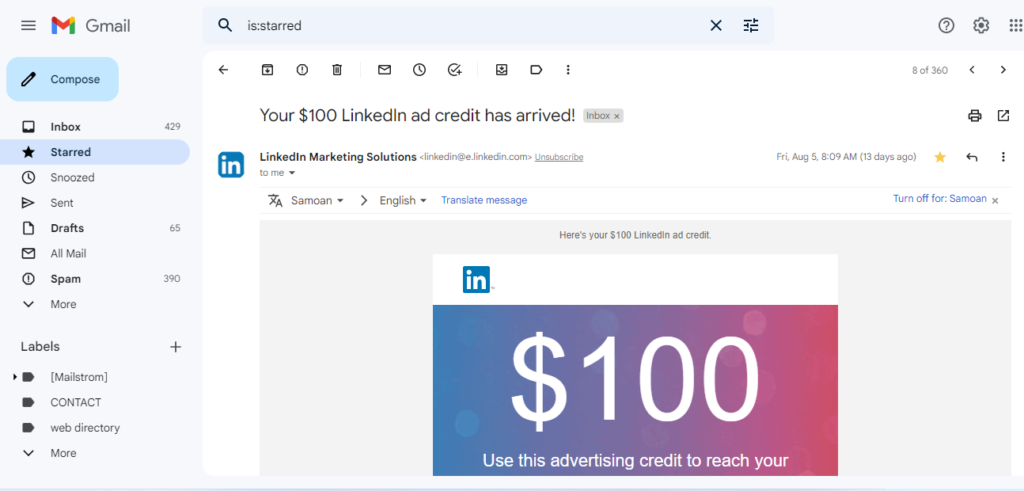 linkedin ad credit - linkedin 100 ad credit
