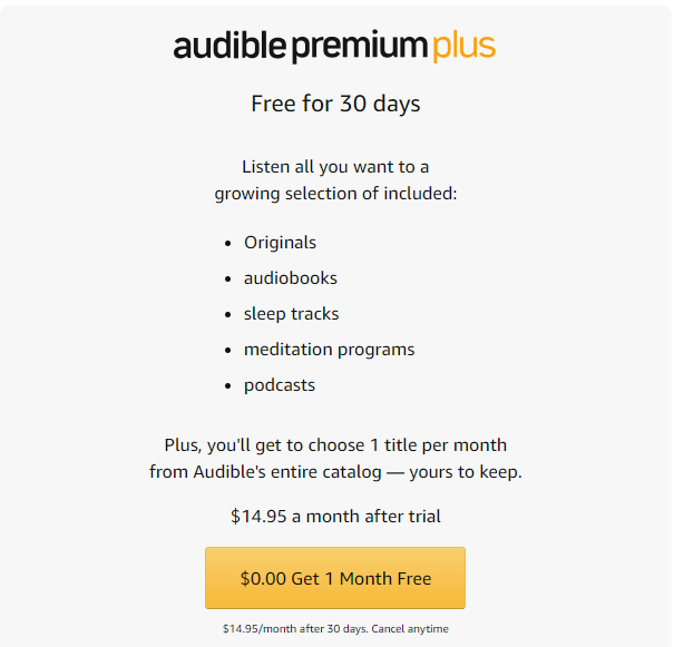 audible premium plus free trial